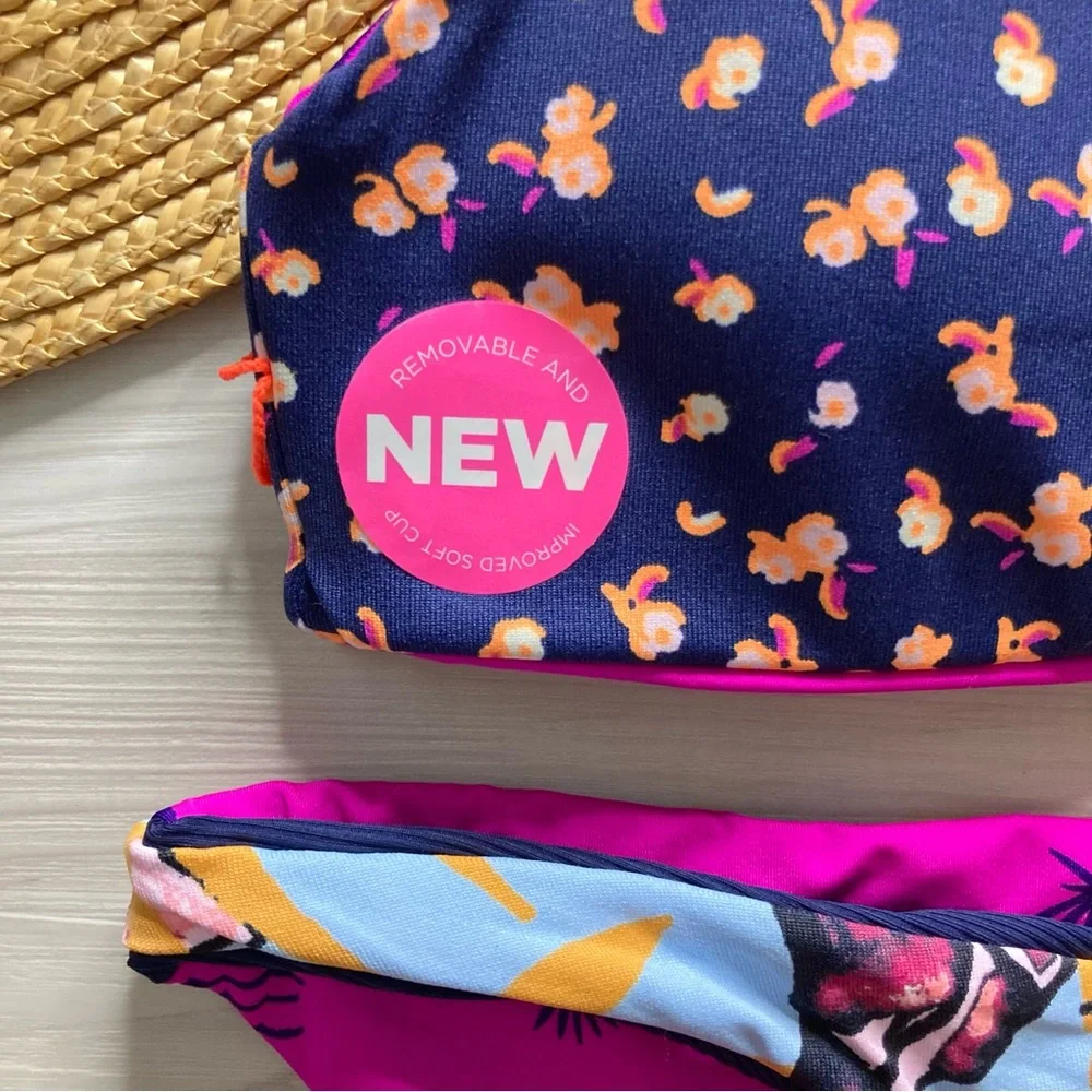 RARE Maaji • Reversible Tropical Floral Bralette Bikini Top | Thin Side Bottoms